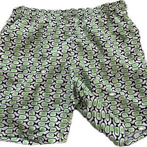 Zegna Sport Men’s Swim Trunks – Size L – Green & Navy Geometric Print